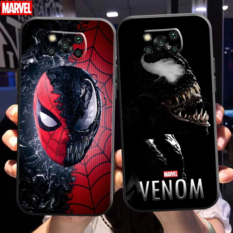 

Marvel Spiderman Venom For Xiaomi Poco X3 X3 Pro NFC X3 GT Phone Case Soft Silicone Cover Coque Black Liquid Silicon Carcasa