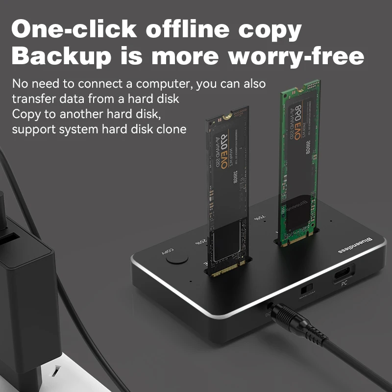 Blueendless Dual Bay чехол для двухпротокольного диска M2 SSD 2 отсека с автономным