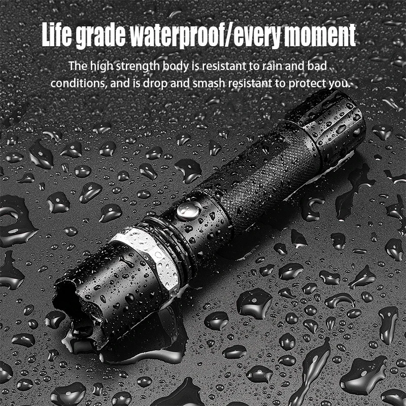 

LED Flashlight Aluminum Alloy Waterproof torch Three-speed Zoom Lighting For Outdoor Long-range Security