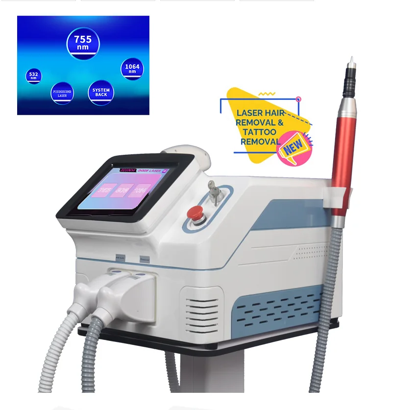 

2 in 1 professional 808 nm laser diode tattoo remover laser machine nd yag laser high power hair removal machine for spa