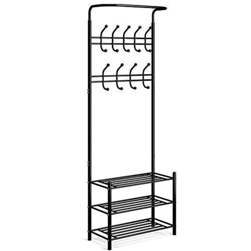 

Black Metal Entryway Coat Rack With Hooks