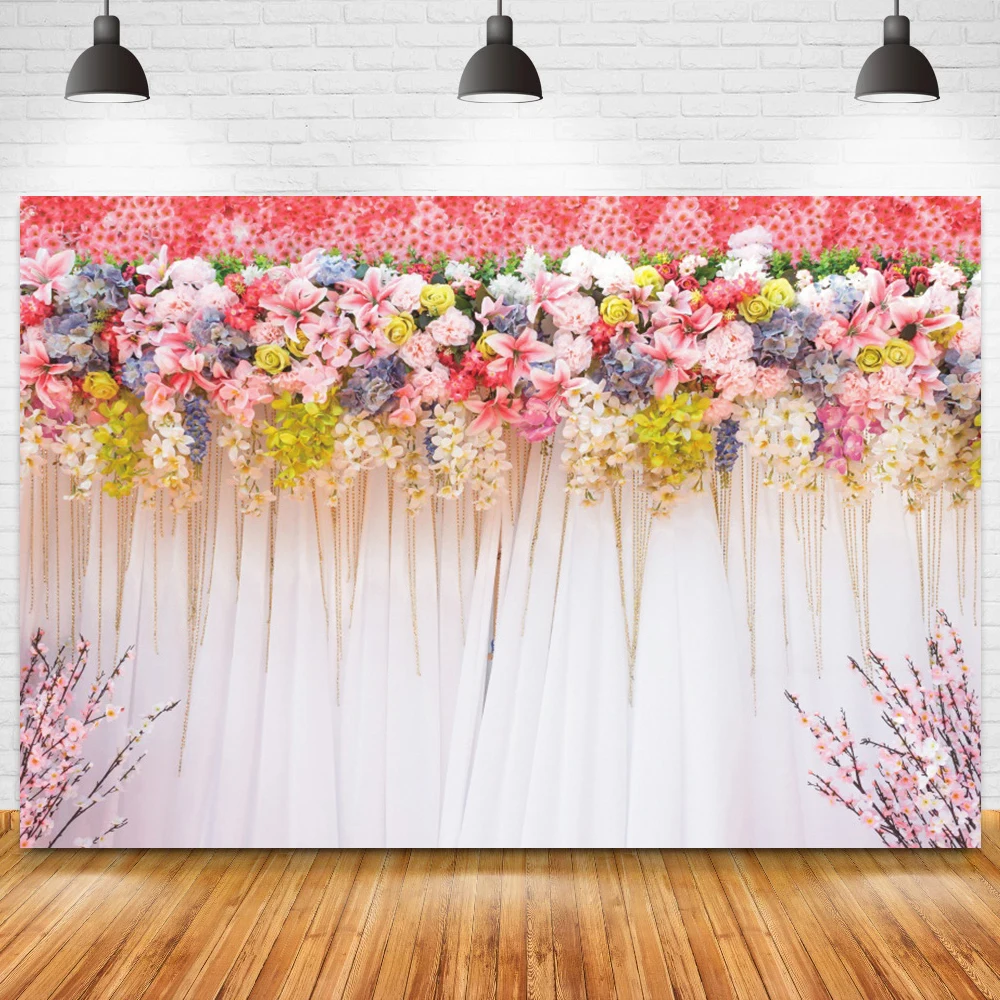 

Фон для свадебной фотосъемки с цветами на стену Свадебная церемония декор для вечеривечерние сценический фон реквизит для фотосъемки в сту...