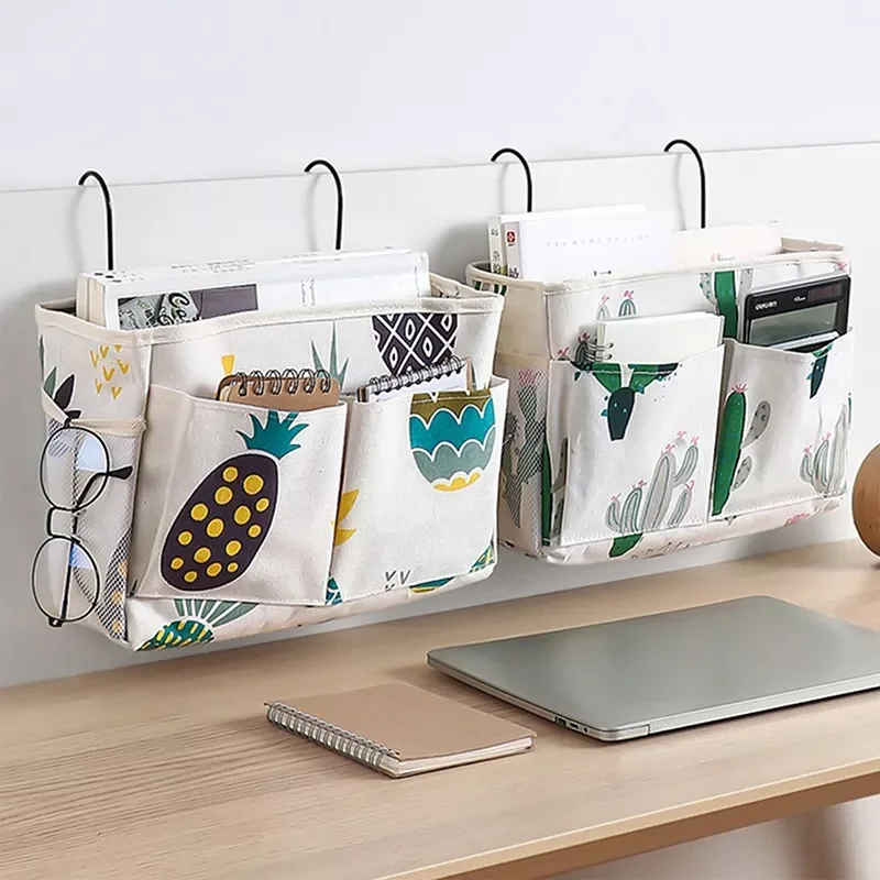 

NEW2023 Canvas Bedside Storage Bag Hanging Pocket Bedroom Magazine Storage Pouch Diaper Caddy Toy Holder Baby Tissue Box Home Or