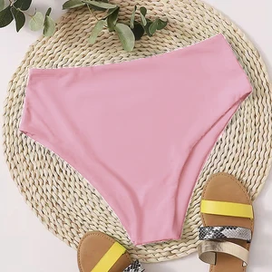 Solid Women Swimsuit 2022 New High Waist Bikini Bottoms Sexy Thong Swimwear Brazilian Swim Trunks Be