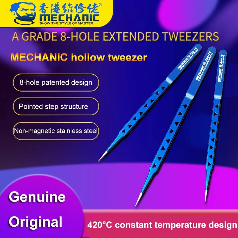 

Mechanic Hollow Heat-Dissipating Tweezer,Lengthened Thickened High Hardness Tweezers For Mobile Phone Motherboard IC Chip Repair