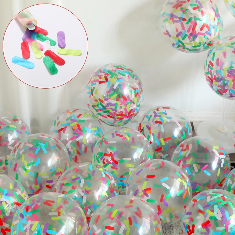 

10/20/30pcs 12inch Rainbow Confetti Balloons Ice Cream Mixed Color Balloon for Christmas Birthday Party Wedding Decor Globos