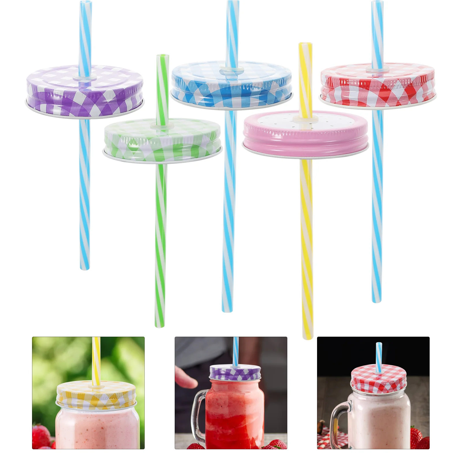 

Jar Lids Mason Canning Straw Drinkingmetalhole Holes Wide Mouth Cup Accessories