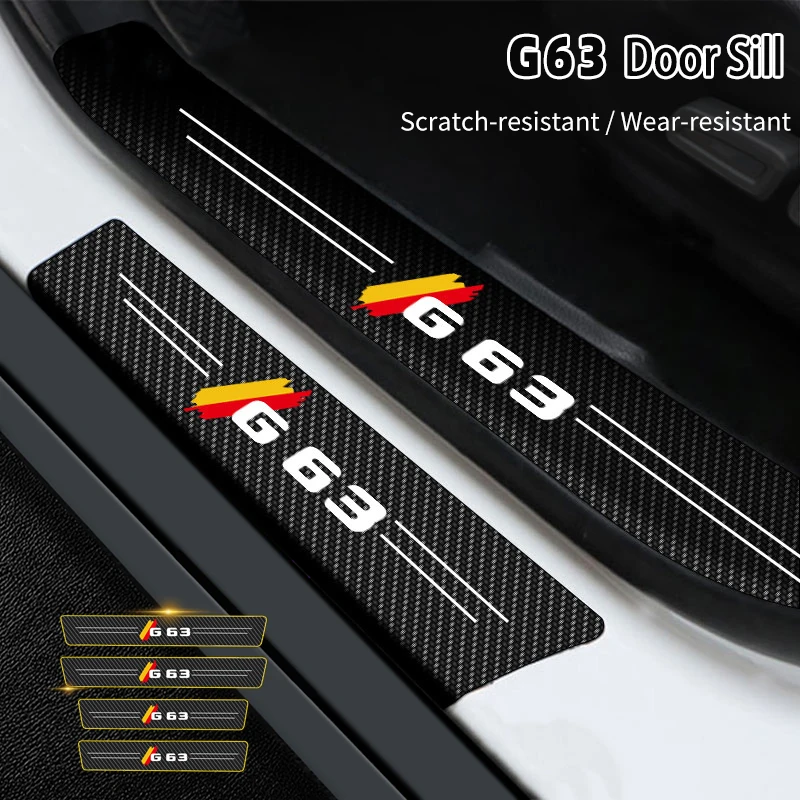 

4Pcs Car Stickers Anti Scratch Door Sill Protector For Mercedes Benz G63 AMG 07-22 Car Threshold Protection Carbon Fiber Stylin