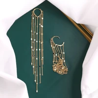 2022 new summer long tassel metal drop earrings for woman korean temperament simple handmade gold plated fashion jewelry