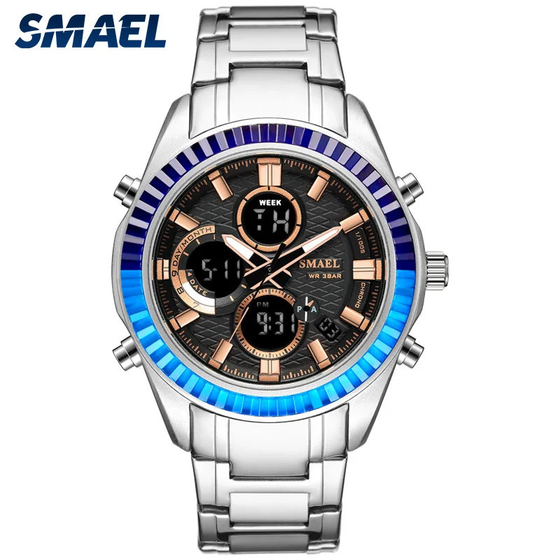 

71 SMAEL Fashion Sport Mens Watches TopBrand Luxury Quartz Watch Men Steel Waterproof Business Watch LED Relogio Masculino