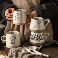 japanese breakfast mug with handle travel handmade ceramic coffee slushy maker cup kawaii smoothie mugs drink bottle cantimplora