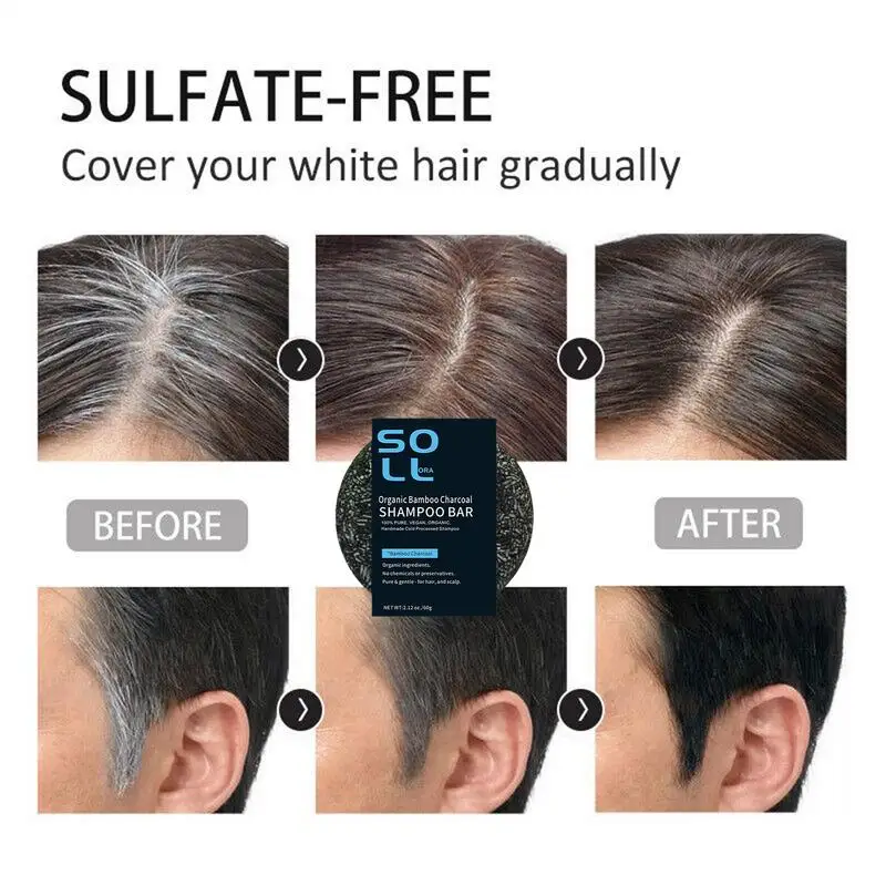 Шампунь-батончик для седых волос улучшенное мыло-шампунь с бамбуковым углем и