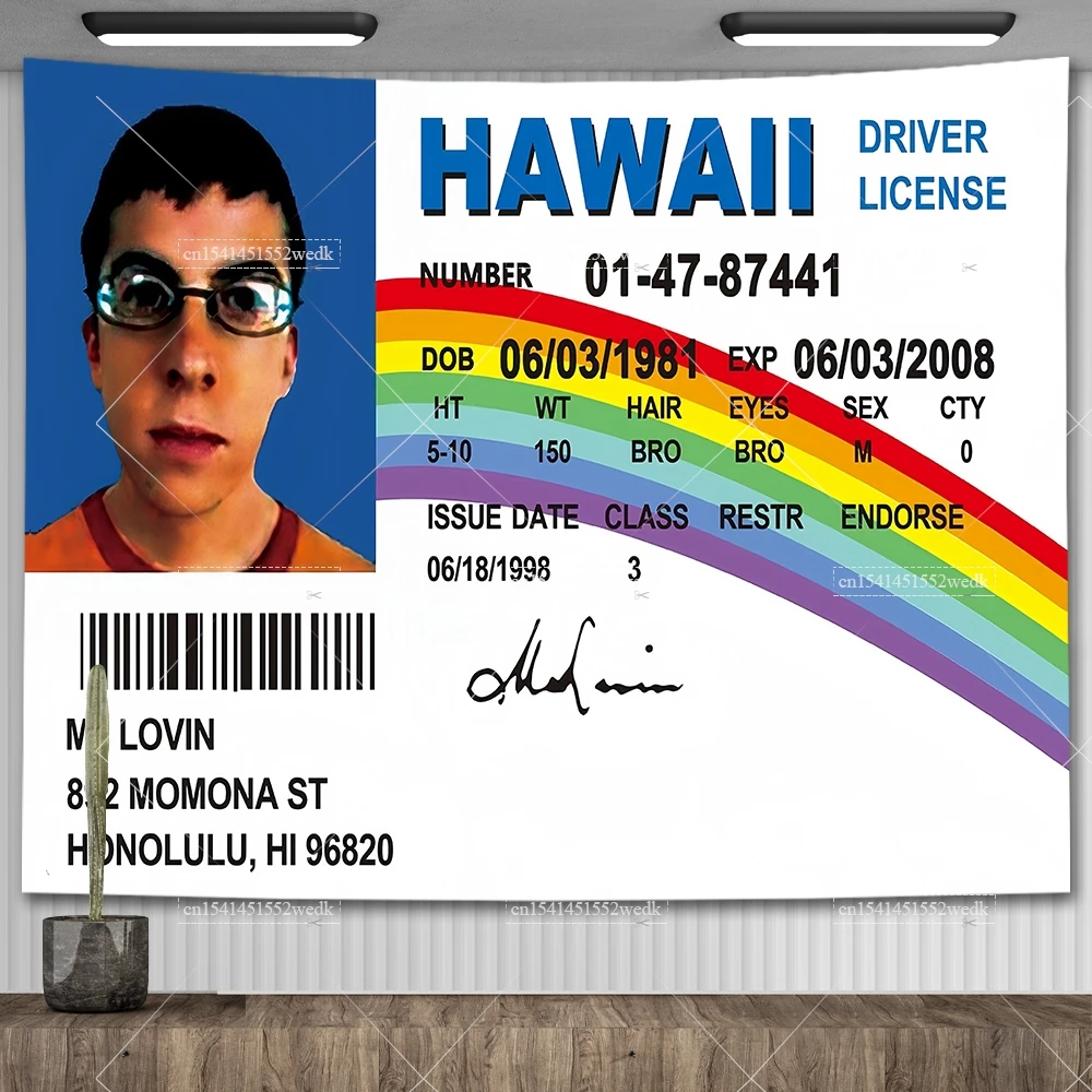 Флаг McLovin ID поддельные флаги водительского удостоверения настенный подвесной