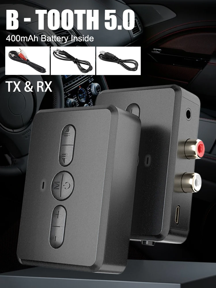 

Wireless Bluetooth-Compatible Receiver Transmitter Audio Adapter AUX RCA Stereo Wireless Adapter Hands-Free Calling for Car TV