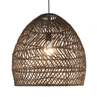 scandinavian minimalist handmade wicker rattan ceiling chandelier woven lamp dining room led hanging lamps decoration for home