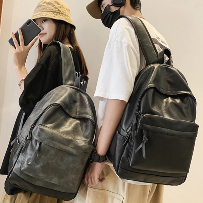 

Woman Backpack High Quality Leather Rucksack Men Travel Bagpacks Black Shoulder School Bags for Teenage Girls Mochila Back Pack