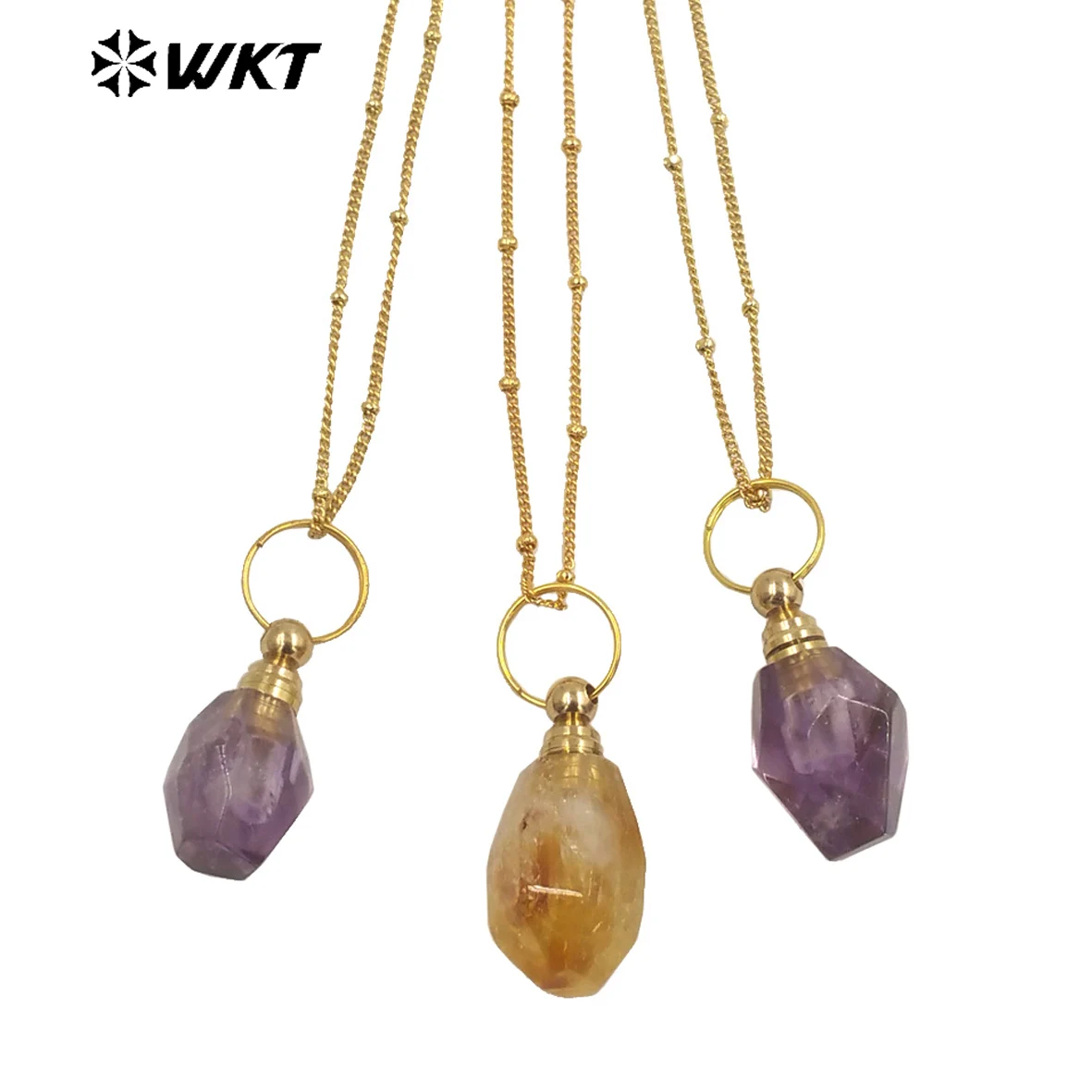 WT-N1428 Chinese Style Amethyst Jade Perfume Bottle Personality Simple Pendant Necklace Party Or Daily Accessories