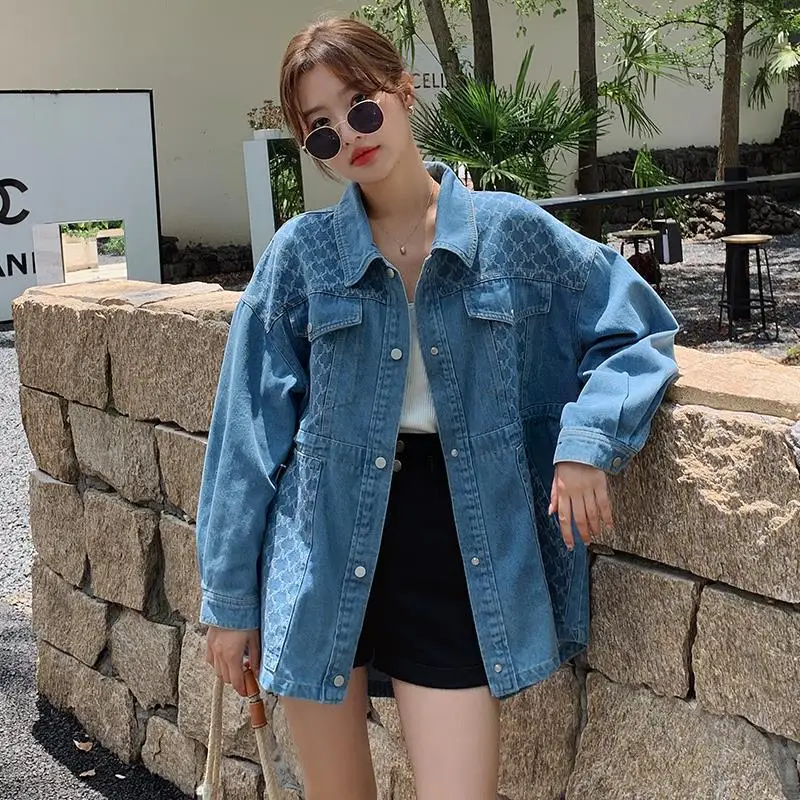 

Женская джинсовая куртка, свободная модная Байкерская джинсовая куртка оверсайз на молнии, Корейская версия, одежда на весну и осень, 2023