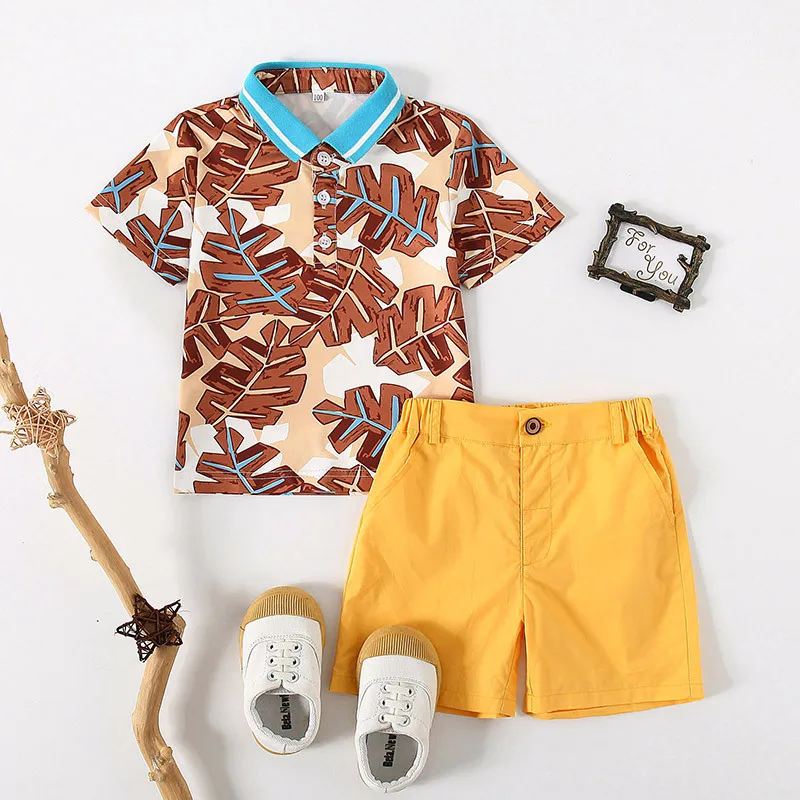 Kids Boys Summer Clothing Set 1-6Years Children Floral Short Sleeve Shirt Casual Shorts Outfits Suits Little Boys Clothes Sets