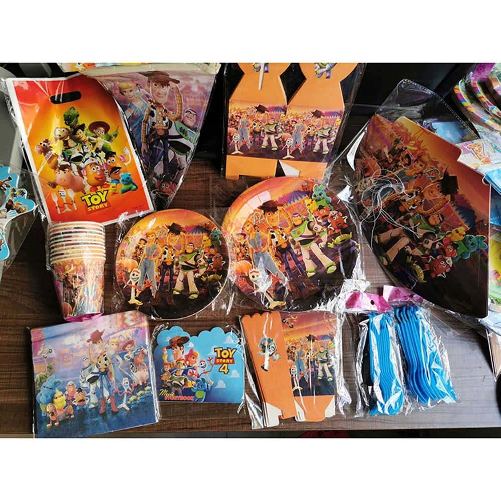 

Toy Story 4 Birthday Decorations Party Supplies Kids Cartoon Banner for Birthday Aluminum Film Number Balloons Set Children Toys