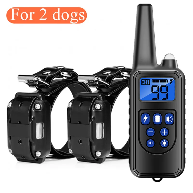 

Electric Dog Training Collar 500m 800m 1000m Remote Control Shock Vibration Sound Anti Bark Dog Collar Rechargeable EU Plug LCD