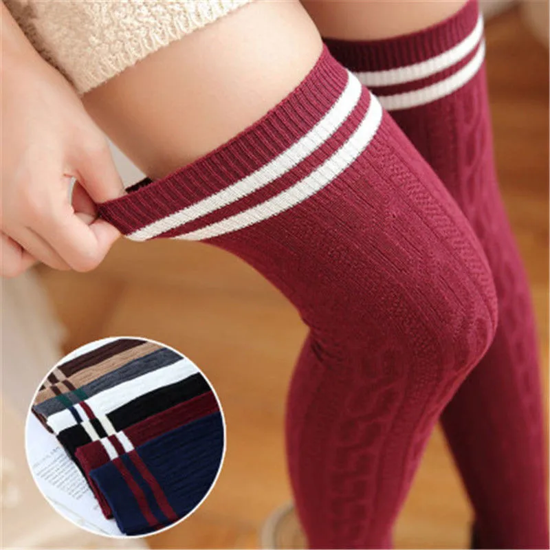 

1 Pair New Fashion Women's Sexy Thigh High Over The Knee Socks Long Cotton Stockings For Girls Ladies Women