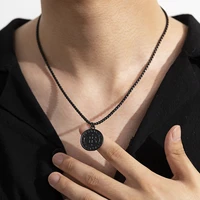 sindlan 1pc punk black chain pendants necklace for men simple streetwear grunge letter couple emo 2022 jewelry collar hombre