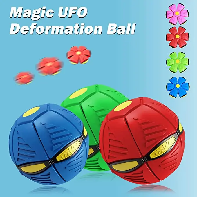 Flying UFO Flat Throw Disc Bouncing Ball LED Light Magic Ball Toy for Kid Outdoor Garden Beach Game Children's sports balls