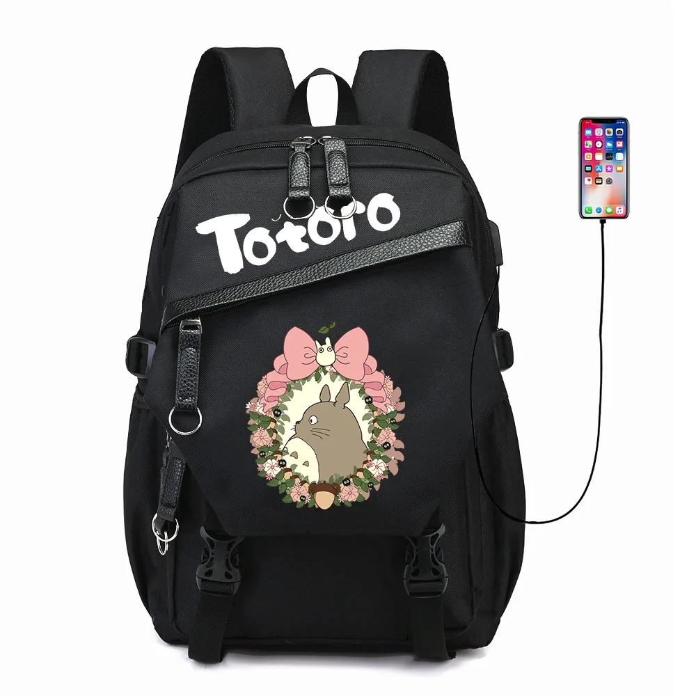 

Anime Totoro USB Printing Knapsack Student Cartoon Bookbag Travel Laptopbag Teenagers Schoolbag Oxford Cloth Casual Backpack
