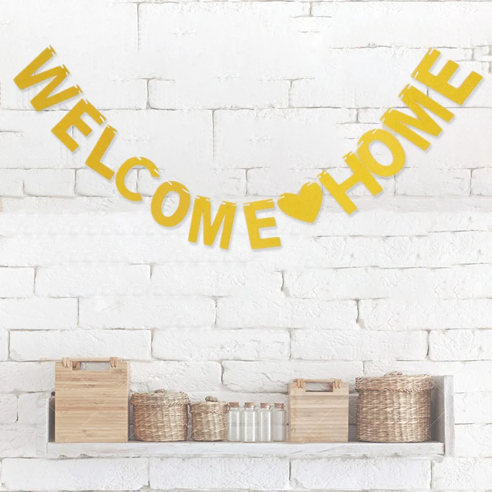 

Banner Bunting Baby Flags Garland Decorative Boy Welcome Comein Glitter Gold Party