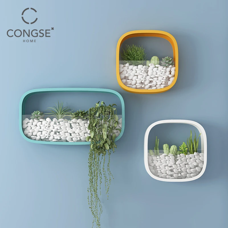 Настенная полка для кашпо в нордическом стиле с геометрическим рисунком