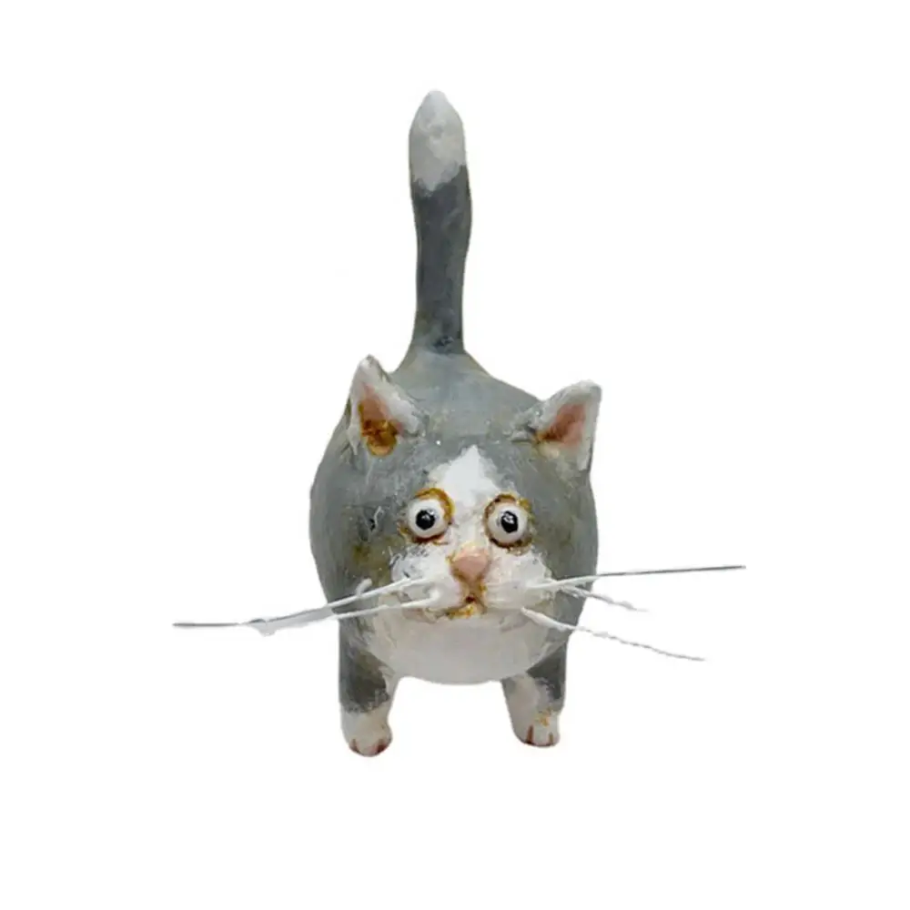 

1 Pcs Shocked Kitten Miniature Sculpture Kitten Resin Pendant Christmas Gift Animal Art Resin Crafts