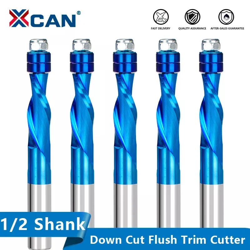 XCAN Wood Milling Cutters Woodworking Tools CNC Router Bits Milling Cutter for Wood Carbide-tipped Cutter End Mill 1/2 shank