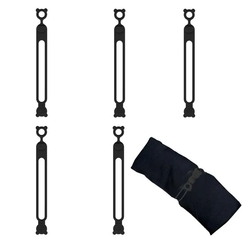 Силиконовые кабельные стяжки многоразовые эластичные электрические 5 шт.