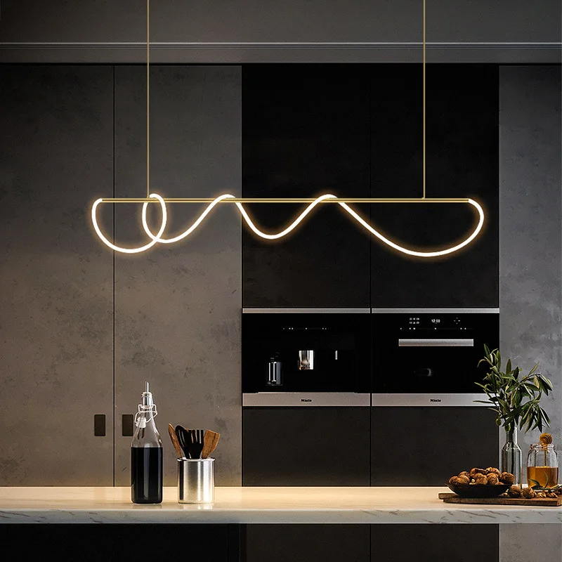 

Led Chandeliers For Living Room Dining Pendant Modern Style Hanging Lamp For Ceiling Linear Lamp Long Strip Designer Light 200CM