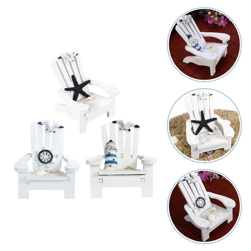 

Coastal Table Centerpiece Micro Chair 3pcs Creative Exquisite Realistic Wooden Chair Model for Children Kids