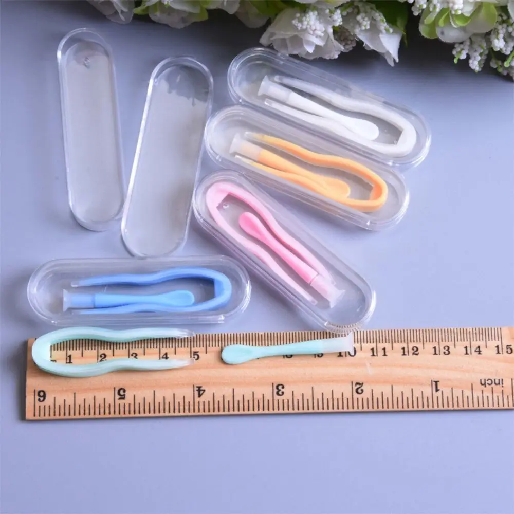 

4.2cm Eyes Care 52mm Soft Tip Tweezers Lenses Insert Remover Case Hygienic Nursing Kit Silicone