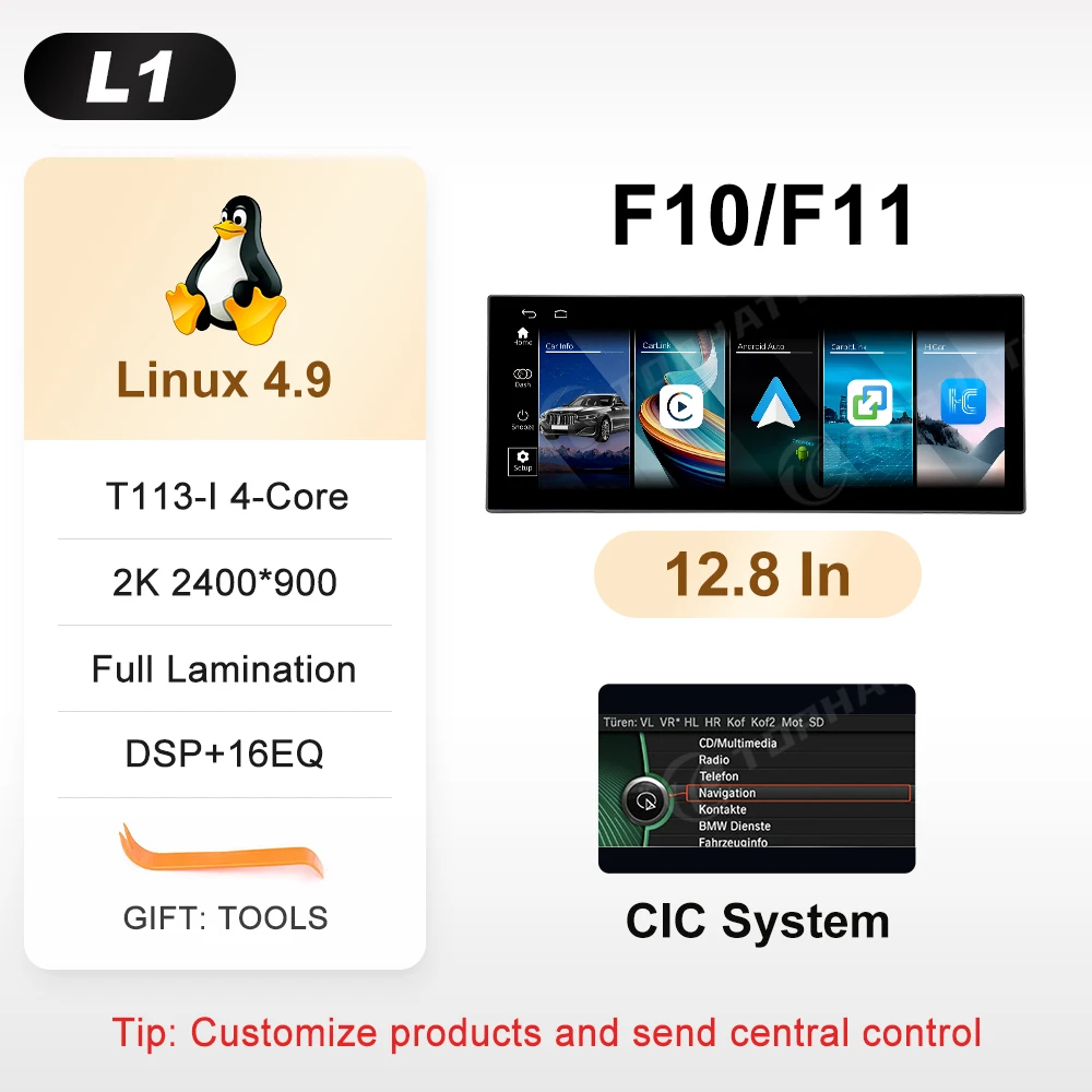 

12,8 CarPlay для BMW 5 серии F10 F11 525 530 535 Автомобильный радиоприемник с 2K-экраном LInux Мультимедийный плеер Navi Головное устройство 360