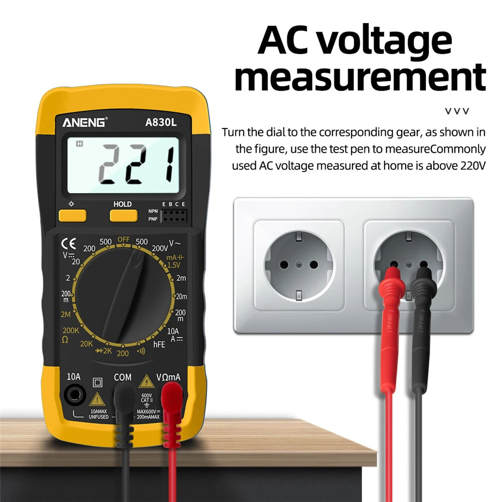 

DC AC Digital Multimeter 1999 Counts Battery Operated Voltmeter Ohm Meter Tester For Voltage Current Resistance Diode Continuity