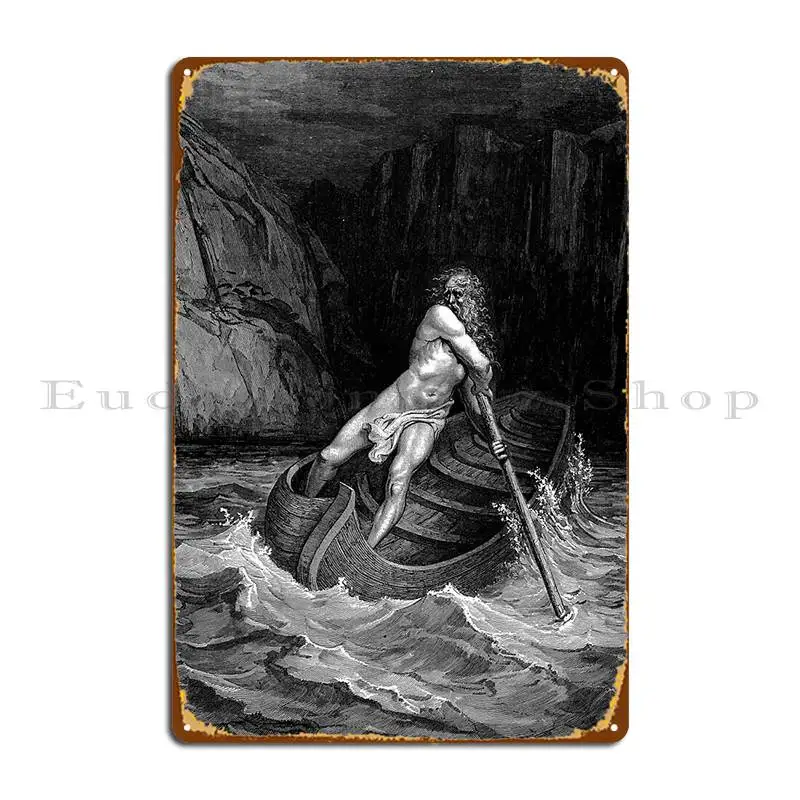 High Res Gustave Dor%C3%A9 Charon Ferryman Of The Dead 1860 металлическая вывеска украшение для бара