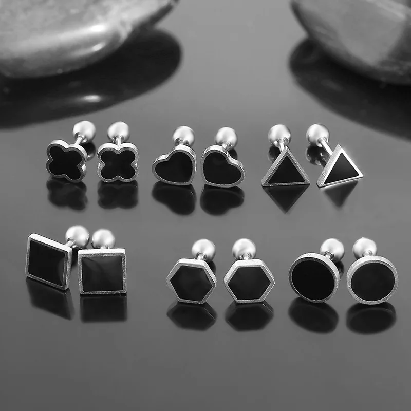 

Black Geometry Jewelry For Women Earrings Piercing Stainless Steel Punk Unisex Designer Free Shipping Items Trending Products