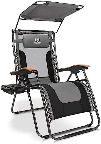 

Гравитационное кресло XXL шириной 33,5 дюйма, мягкое кресло с откидывающейся спинкой, складной шезлонг с подушкой, боковой столик для кемпинга, газона, сада, выхода