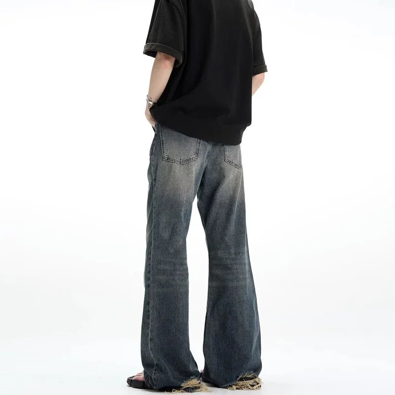 Y2k Американские винтажные джинсы Мужские осенние потертые старые свободные