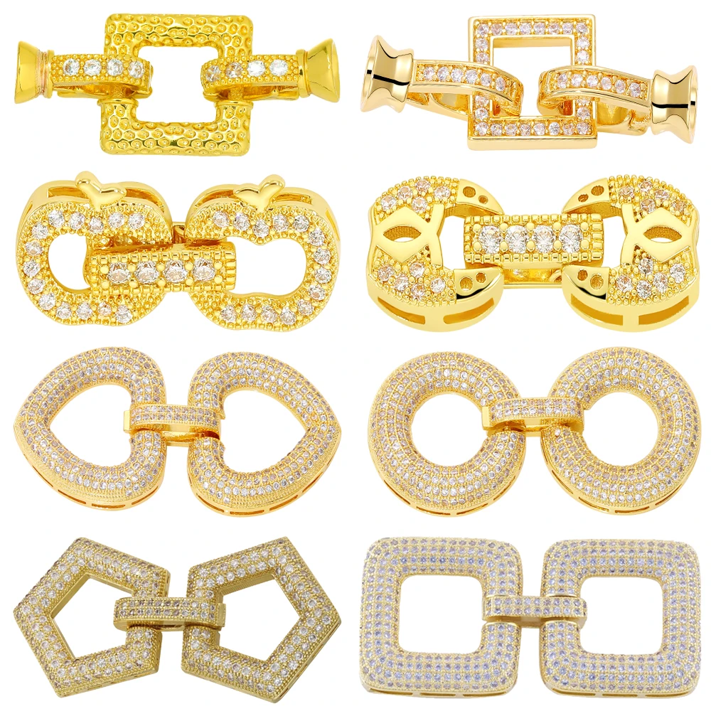 

JUYA Gold Clasp for Jewelry Cubic Zirconia Hooks Fasteners for Bracelets Luxury Pearls for Jewellery Making Accessories Diy 2023