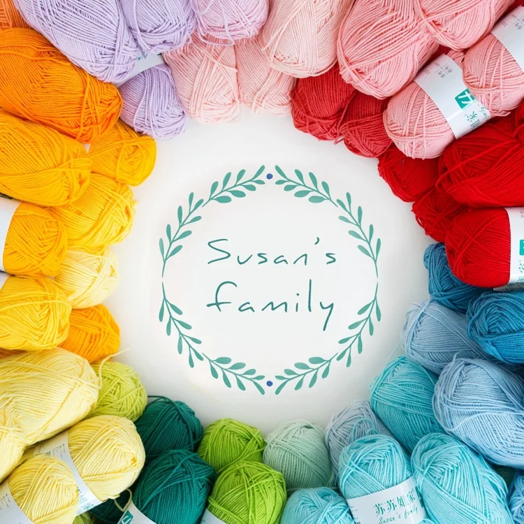 

Susan's Family 50g/roll 4-ply Combed Cotton Milk Hand-knitted Doll DIY Crochet Material Package Baby Wool Ball Sweater