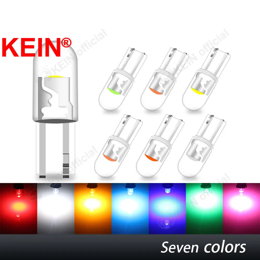 Фото KEIN 10 шт. COB LED лампы T5 W3W 73 74 17 2721 для приборной панели, пластины, сигнальной панели, индикаторной лампы, сигнальной лампы приборов, автомобильного освещения 12В №1