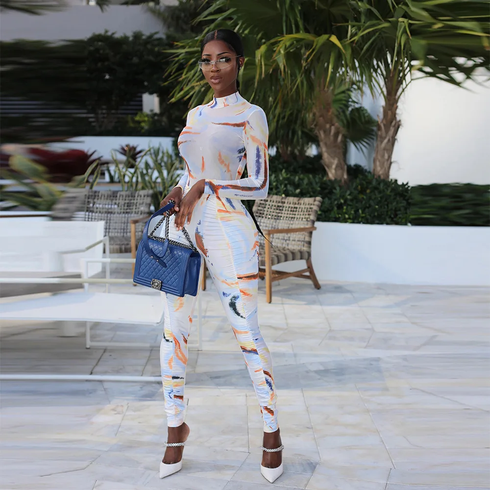 

Женский комплект одежды из двух предметов, костюм с длинным рукавом, боди, топы с высоким воротником, комбинезон с завязкой, с высокой талией...