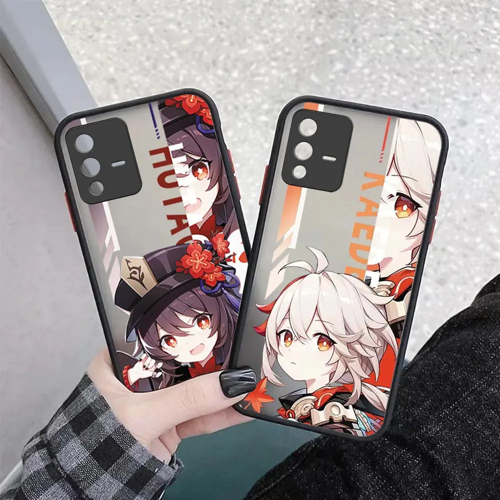 Чехол Genshin Impact Cartoon Matte чехол для VIVO V25 V23 V23E V21 V21E V20 X70 X60 X60T X50 S21 Y73 S7 IQOO NEO 7 5 3 PRO PLUS