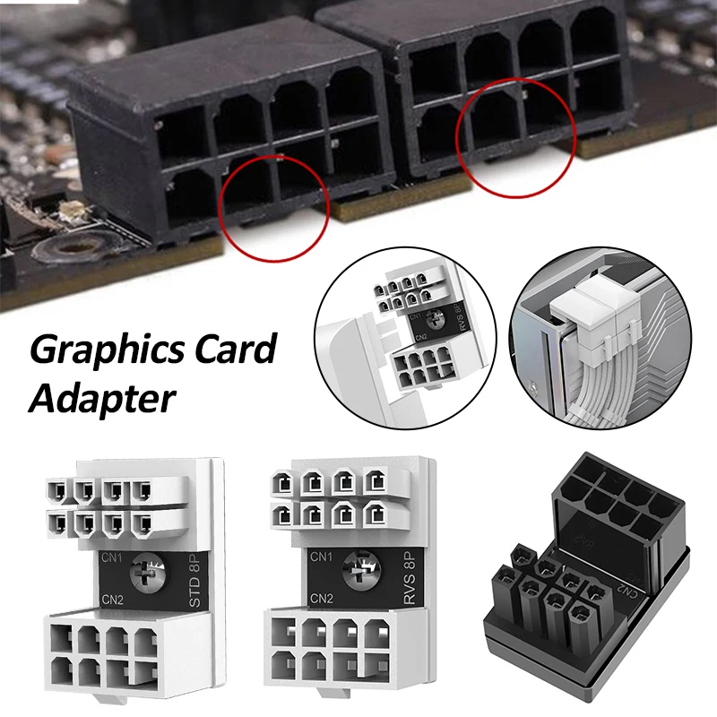 

ATX GPU VGA PCIe 8 Pin 6Pin U to 180 Degree Angle Connector Power Adapter Board for Desktop Video Card Graphics Reverse Type