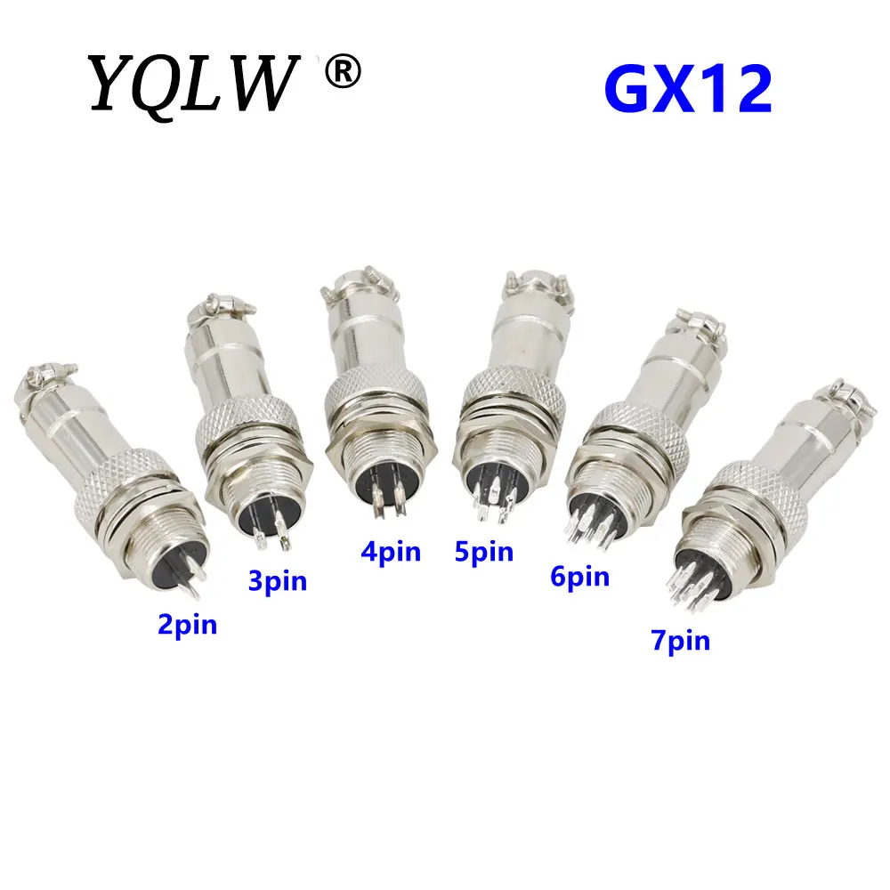 

6 set GX12 (2+3+4+5+6+7Pin) 12mm Male & Female Butt joint Connector kit GX12 Socket+Plug, Aviation plug interface